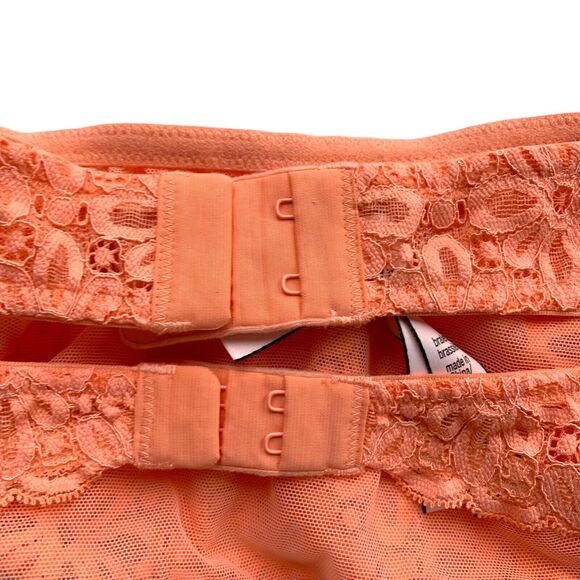 Victorias Secret Strapless Bralette Medium Lace Bandeau Peach Adjustable Straps - Picture 3 of 6